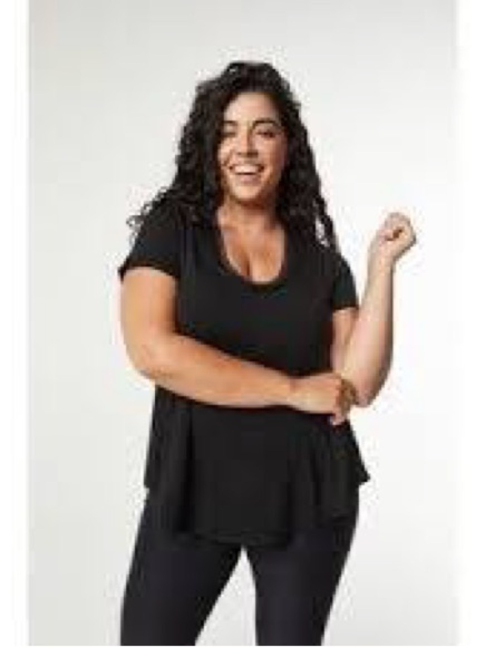SheBird The Flawless Size 5 large black t-Shirt top Built In Bra scoop neck